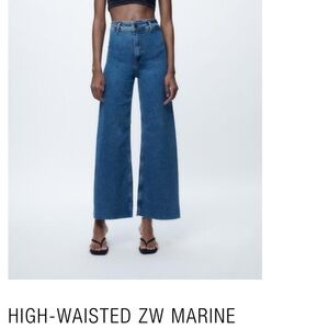 Zara High-Waisted Wide Leg Blue Jeans